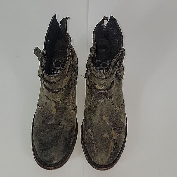 Cofi Camo Military Print Leather Women's Ankle Boots - Picture 9 of 12